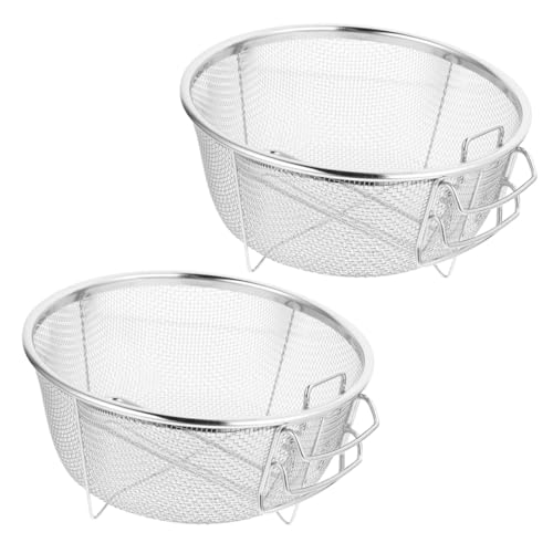 DECOMELODY 2 Stück Teiliges Edelstahl Frittierkorb Faltbar Hitzebeständig Rostfrei Feinmaschiges Sieb für Fritteuse Airfryer zum Frittieren von Pommes Hähnchen Snacks Vielseitig Einsetzbar von DECOMELODY