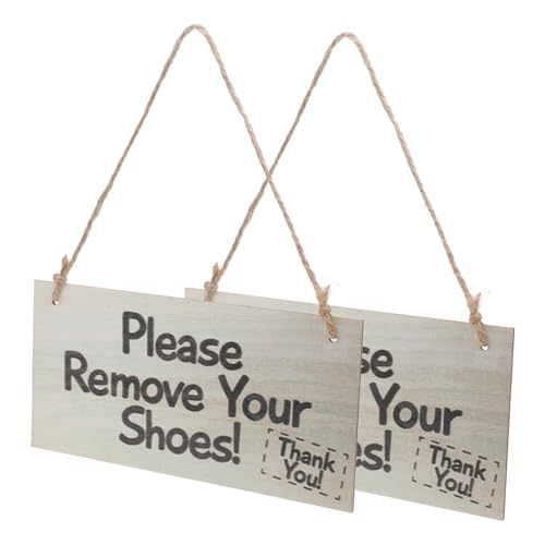 DECOMELODY 2 Stück Teiliges Holzschild Bitte Schuhe Ausziehen Vintage Türschild aus Massivem Holz Leichtes Langlebiges Dekoschild für Haustür Flur Innenbereich Landhausstil Tragbares von DECOMELODY