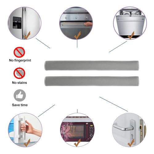 DECOMELODY 2 Stück Teiliges Türgriffschutz Kühlschrank und Mikrowelle Wärmeisolierende Waschbare Griffsockel in Schutz vor Kälte und Verschmutzung Passend für Küchen Haushaltsgeräte von DECOMELODY