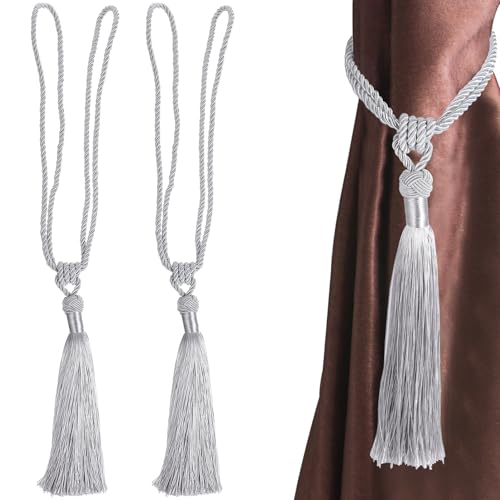 DECOMELODY 2 Stück Teiliges Vorhangband mit Eleganten Quasten Verstellbar für Gardinen Geeignet für Transparente und Blickdichte Vorhänge Dekorative Raffhalter für Wohnzimmer Schlafzimmer von DECOMELODY