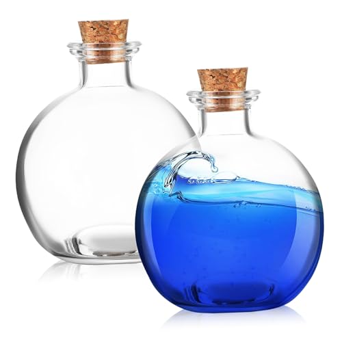 DECOMELODY 2 Stück Terrarien Kugelförmig mit Korkverschluss Hydroponik Pflanzen Behälter Landschaft Glasflasche für DIY Dekoration und Aufbewahrung von DECOMELODY