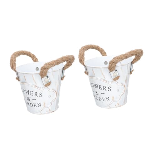 DECOMELODY 2 Stück Vintage Eisen Blumentopf Robust Langlebig für Sukkulenten und Zimmerpflanzen Dekorativ für Balkon Garten und Innenbereich Leicht und Stabil Rustikaler Landhausstil von DECOMELODY