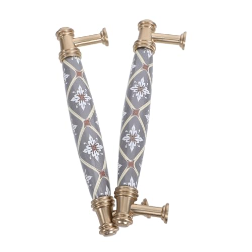 DECOMELODY 2 Stück Vintage Keramik Möbelgriffe mit Lochabstand Retro Stil Schrank Küchenschubladen Griffe aus Metall und Keramik Ergonomisch Geformt für Kleiderschränke und Kommoden von DECOMELODY
