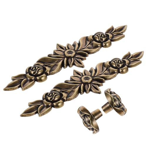 DECOMELODY 2 Stück Vintage Möbelknöpfe Rosenform Schubladengriffe Schrankgriffe für Kommoden und Kleiderschränke Einfache Montage Klassische Textur Vielseitig für Möbel Wie Schränke Kommoden von DECOMELODY