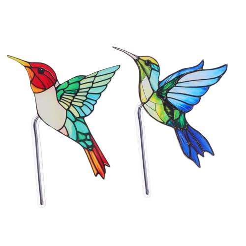 DECOMELODY 2 Stück Vogel Figurinen aus Acryl Gartenstecker für Blumentopf und Bonsai Wetterfestes Deko Terrasse Grünfläche Balkon und Garten Künstliche Vogeldekoration Pflegeleicht und von DECOMELODY