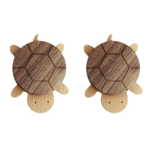 DECOMELODY 2 Stück Wandhaken aus Holz Schildkrötenform No punch Kleiderhaken und Schubladengriff Multifunktional Kratzfest Leicht zu Montieren für Garderobe Kinderzimmer und Zufällige Farbe von DECOMELODY