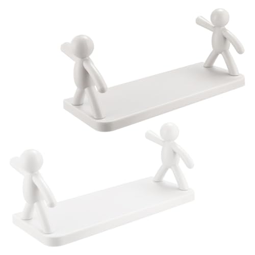 DECOMELODY 2 Stück Wandregal ohne Bohren Japanisch Inspiriert Langlebiges Haushalts aufbewahrungsregal für Badezimmer und Küche Modernes Design in Weiß und Praktische Wandmontage Vielseitig von DECOMELODY