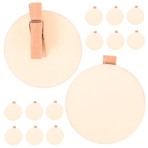 DECOMELODY 20 Stück Runde Holzklammern Memo Clips aus Holz zum Basteln und Dekorieren Wiederbeschreibbar mit Kreide Praktische Photo Clips für Notizen und DIY Wanddeko von DECOMELODY