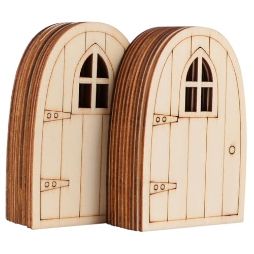 DECOMELODY 20 Stück Teiliges Feentüren Miniaturmodell Garten Adornment Unlackierte Dekorative Türen zum Bemalen und Basteln für Magisches Gartenhaus Zubehör von DECOMELODY
