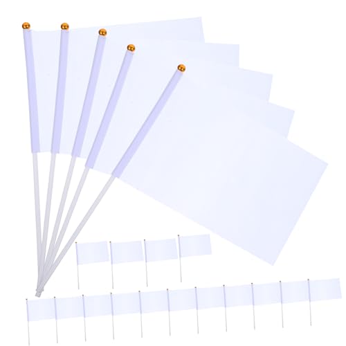 DECOMELODY 20 Stück Teiliges Handkurbel Fahnen Weiß Kommandierende Schiedsrichterflaggen Leicht Wellen Für Sportveranstaltungen Renn und Gemeinschaftsevents von DECOMELODY