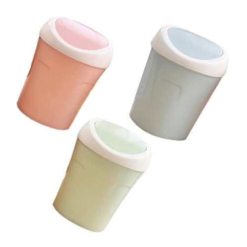 DECOMELODY 3 Stück Mini Tischmülleimer mit Deckel aus Robustem Kompakter Papierkorb für Schreibtisch Büro Badezimmer Platzsparend und Vielseitig für Abfall Wie und Verpackungen von DECOMELODY