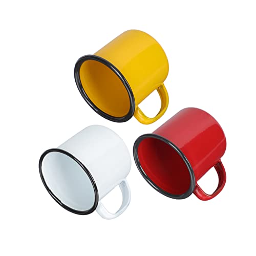 DECOMELODY 3 Stück Teiliges Emaille Tassen Kleine Bunte Becher Dickwandig Vielseitig für Kaffee Tee Wasser Getränke Stilvoll Langlebig Retro Design für Haushalt von DECOMELODY