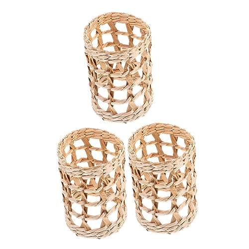 DECOMELODY 3 Stück Teiliges Handgewebte Flaschenhalter aus Stroh Hitzebeständige Glasflaschenhülle Natürlicher Dekorativer Becherhalter für Zuhause und Büro Schützender Trinkbecher Sleeve von DECOMELODY
