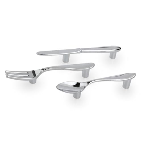 DECOMELODY 3 Stück Teiliges Küchenmöbelgriffe Löffel und Gabel Design Schrank und Schubladengriffe Mittiger Abstand Innovative Formschöne Griffe für Küchenschränke und Kommoden von DECOMELODY