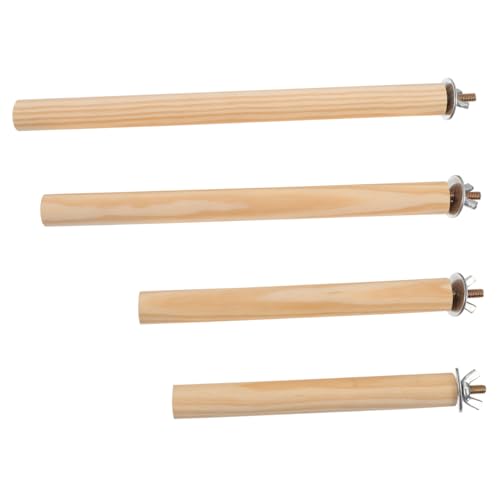 DECOMELODY 4 STÜCKE Teiliges Papagei Sitzstangen aus Massivem mit Edelstahlhalterung Kausicher Vogelspielplatz Zubehör Natürliche Kauspielmöglichkeit für Vogelkäfige Stabile von DECOMELODY