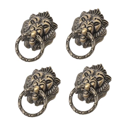 DECOMELODY 4 Stück Antike Türklinken Lion Head Design Schrankgriffe aus Vintage Chinesischer Stil Möbelgriffe für Kleiderschrank Kommode von DECOMELODY
