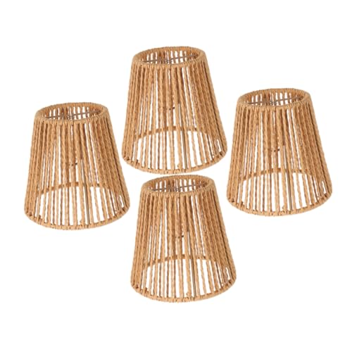 DECOMELODY 4 Stück Handgefertigter Lampenschirm aus Papierseil Ersatz für Fassungen Geflochtenes Simulation rattan Vielseitig für Deckenleuchte Steh Tischlampen Natürlicher Boho stil von DECOMELODY