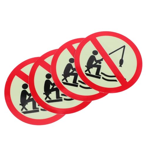 DECOMELODY 4 Stück Luminous No Fishing Warning Sign Selbstklebend UV Beständig für Park Seen Teiche Flüsse Nachtsicht Verbotsschilder zur Effektiven Fischereiverhinderung von DECOMELODY