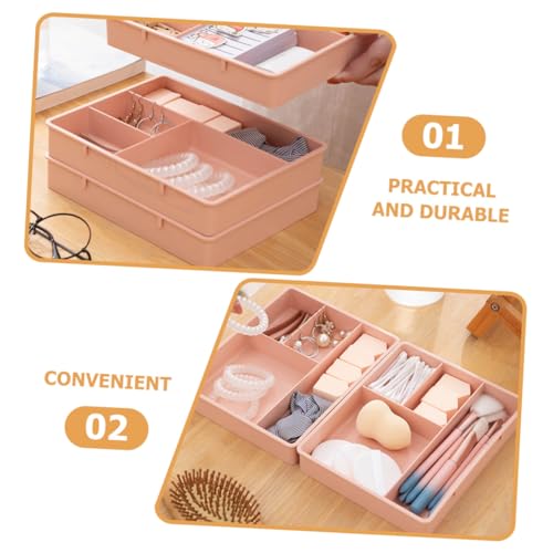 DECOMELODY 4 Stück Teiliges Aufbewahrungsboxen für Schreibtisch Schminktisch Büro und Bad Vielseitige Organizer boxen Blau für Geordnete Ablage von DECOMELODY