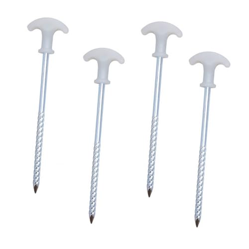 DECOMELODY 4 Stück Teiliges Edelstahl Zeltheringe Schraubheringe Camping Erdanker Robust Langlebig für Zelte Vordächer Pavillons Einfache Handhabung Wiederverwendbar für Outdoor aktivitäten von DECOMELODY