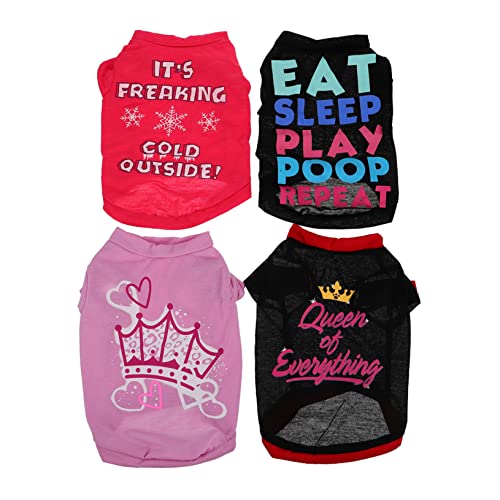 DECOMELODY 4 Stück Teiliges Hundeshirt Sommeroutfit Leichtes Sweatshirt Haustierpullover Atmungsaktiv Bequem für Kleine Hunde Geeignet von DECOMELODY