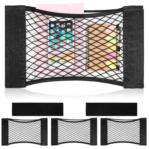 DECOMELODY 4 Stück Teiliges Kofferraum netz Klett Aufbewahrungsnetz Auto Organizer Elastisches Netz für Sitzlehne und Kofferraum für Camper Innenraum und Rücksitz Einfache Montage von DECOMELODY