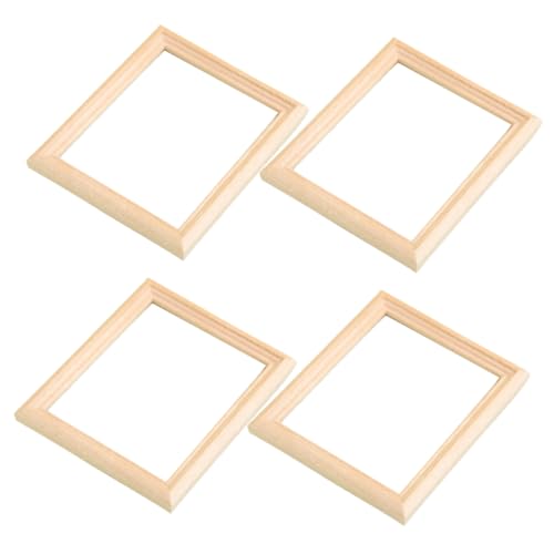 DECOMELODY 4 Stück Teiliges Mini Bilderrahmen für Puppenhaus Deko Handgefertigte Naturbelassene Miniatur Fotorahmen mit Feiner Verarbeitung und Langlebiger Oberfläche als Puppenhaus Zubehör von DECOMELODY