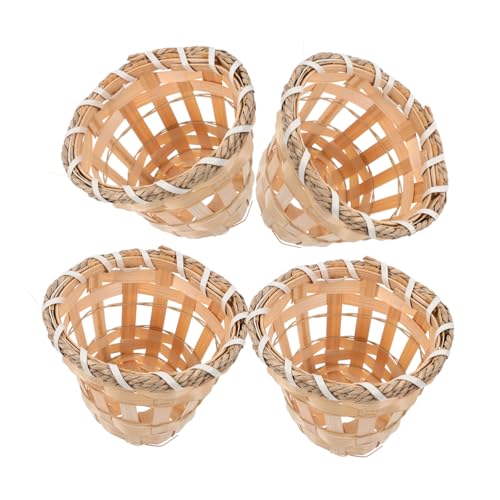 DECOMELODY 4 Stück Teiliges Mini Lampenschirm Handgewebt Natürlicher Lampenschirm Dekoration Tischlampe Schlafzimmer Deko mit Leerer Oberfläche zum Gestalten von DECOMELODY