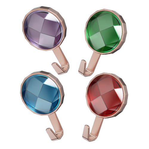 DECOMELODY 4 Stück Teiliges Selbstklebendes Wandhaken Gemförmige Dekorative Kleiderhaken in Grün Blau Rot Multifunktionale Wandaufhängung für Bad Handtücher Taschen Schals ohne Bohren von DECOMELODY
