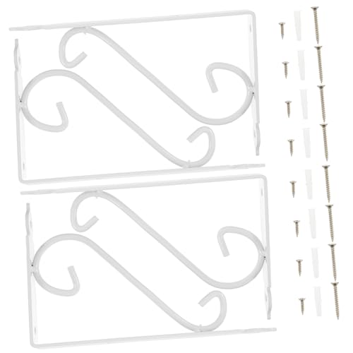 DECOMELODY 4 Stück Wandmontierte Regalhalterung im Floralen Design Set Weiße Eisenregalträger für Bücherregal Klapptisch und Aufbewahrungskisten Stabil und Langlebig von DECOMELODY