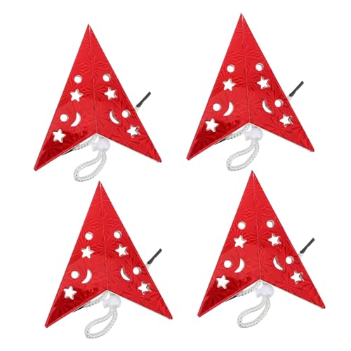 DECOMELODY 4 Stück Weihnachts Stern Laternen aus Papier Rote Stern Lampenschirme als Hängende Weihnachtsdeko für Party Fenster und Baumbeleuchtung von DECOMELODY
