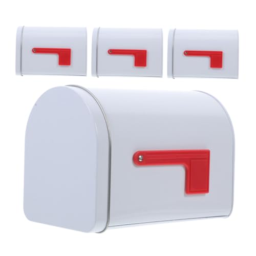 DECOMELODY 4 Stück Weihnachtspostkasten aus Langlebigem Weißblech Dekorative Aufbewahrungsbox mit Signalflaggen Vielseitiger Metalldose Organizer für Süßigkeiten Snacks und von DECOMELODY
