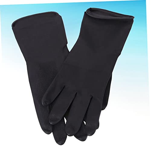 DECOMELODY 5 Paare Schwarze Wasserdichte Rutschfeste Latex Handschuhe für Friseure und Zuhause Wiederverwendbare Haarschutz Handschützer für Färben Shampoo und Haarstyling von DECOMELODY