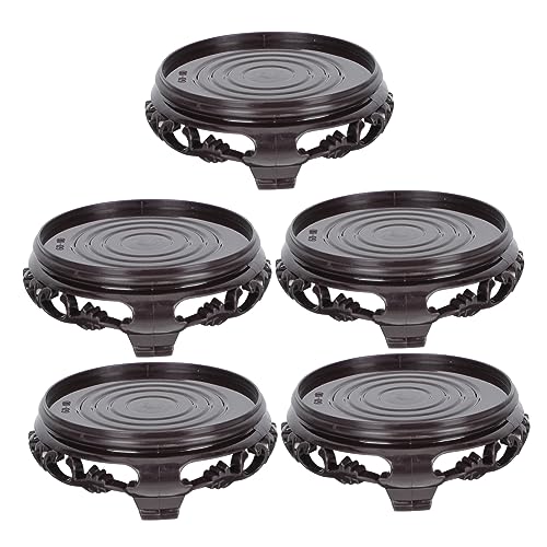 DECOMELODY 5 Stück Basishalterung mit erhöhtem Tablettregal Untersetzer für Blumentöpfe drinnen klein Plant Shelf pflanzengestell Bonsai-Display-Basis Plastikkreisblütenknopfbasis Black von DECOMELODY