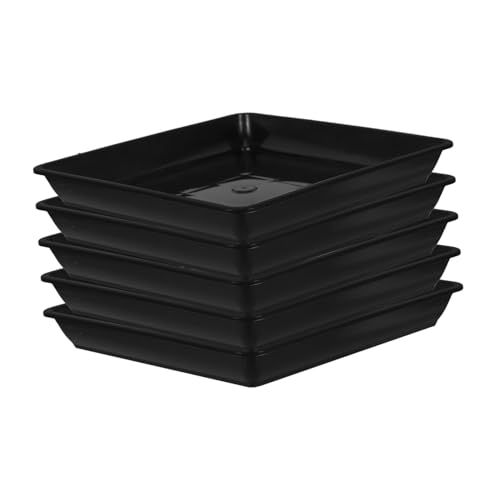 DECOMELODY 5 Stück Quadratische Blumentopf Untersetzer aus Robustem Hitzebeständigem PP Pflanzentopf Ablage für Garten und Innenbereich Pflanzschale zum Schutz von Oberflächen Schwarz von DECOMELODY