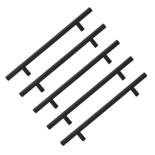 DECOMELODY 5 Stück Teiliges Edelstahl Schrankgriffe Möbelgriffe mit Mattschwarzem Finish Langlebig Modern für Küchenschränke Möbel Kommoden Badezimmer Vielseitig Einsetzbar von DECOMELODY
