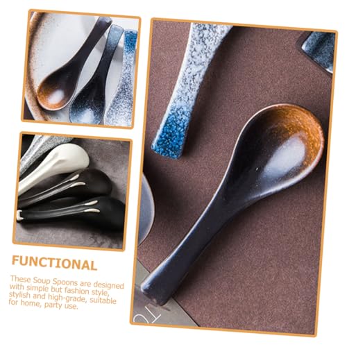 DECOMELODY 5 Stück Teiliges Keramische Suppenlöffel aus Lebensmittelechtem Porzellan mit Langem Griff Leicht und Glatt für Suppe Reis Brei Praktische Haushaltsgeschirr für Zuhause und von DECOMELODY