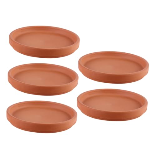 DECOMELODY 5 Stück Teiliges Terrakotta Blumentopf Untersetzer Pflanztopf Abtropfschale Pflanzenunterlage für Innen und Außen Geeignet Schützend für Terrasse Büro Zuhause von DECOMELODY