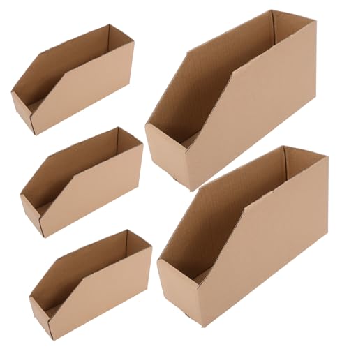 DECOMELODY 5 Stück Wellpapp aufbewahrungsboxen mit Klappdeckel Stabile Faltkisten für Kleinteile Platzsparend Schnell Montierbar für Umzug Lagerung und Sortierung Kleiner Gegenstände von DECOMELODY