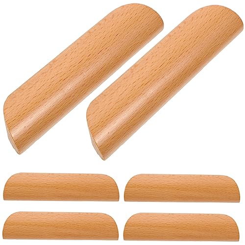 DECOMELODY 6 Stck Teiliges Halbrunde Möbelgriffe Lackiertem Buchenholz Robuste Schrankgriffe für Kleiderschränke und Küchenschränke Vintage Stil Einfache Montage Passend für Lochabstand von DECOMELODY