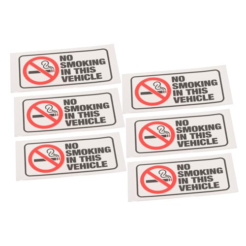 DECOMELODY 6 Stck Teiliges No Smoking Fahrzeug Aufkleber Selbstklebend Langlebig Lesbares Warnschild für Auto Einfache Anbringung Glatten Oberflächen Stabile Haftung Rauchverbot Zeichen von DECOMELODY