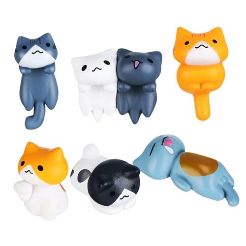 DECOMELODY 6 Stück Mini Katzen Figuren aus Langlebigem PVC Vielseitige Bonsai Dekorationen für Garten Auto und Mini Landschaften Kompakte Niedliche Katzenornamente für Sammler und von DECOMELODY