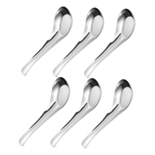 DECOMELODY 6 Stück Spiegellöffel aus Edelstahl Spiegelpolierter Esslöffel Küchenlöffel er Set Silber Servierlöffel rostfreier Kochlöffel Servierlöffel für Partys große Löffel zum Kochen von DECOMELODY