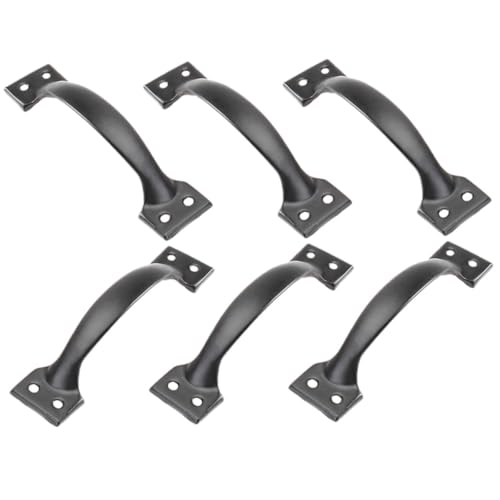 DECOMELODY 6 Stück Teiliges Schwarze Möbelgriffe aus Gebogener Vintage Türgriff für Schrank Kommode Robust und Dekorativ Ergonomisch Geformt Vielseitig für Möbel und Schränke von DECOMELODY