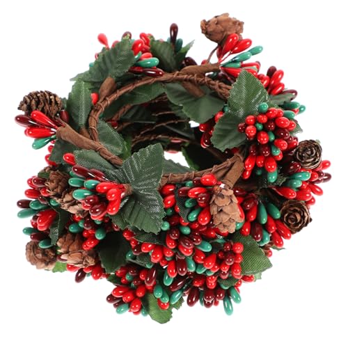DECOMELODY 6 Stück Teiliges Weihnachts Deko Girlande mit Künstlichen Roten und Grünen Beeren Innendurchmesser DIY Handwerksmaterial für Kerzenhalter und Tischkranz Natürliche Optik für von DECOMELODY