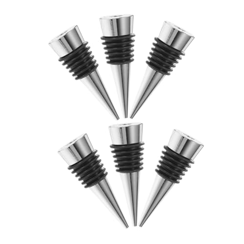 DECOMELODY 6 Stück Weinflaschenverschluss Kegelstopp Verschluss Kapsel Weinkorken Wiederverwendbar Silikon Zinklegierung Weinaufbewahrung Für Hochzeit Party Bar Zubehör von DECOMELODY