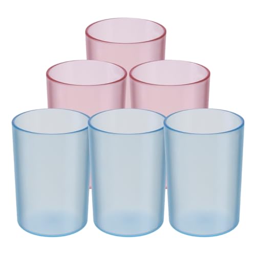 DECOMELODY 6 Stück Wiederverwendbare Zahnbürstenbecher Tragbarer Runder Zahnbürstenbecher für Badezimmer Mundspülbecher Blau und Rosa für Reisen und Camping Badezimmer Zubehör von DECOMELODY