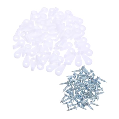 DECOMELODY 60 Stück Kleiderspiegel -Fixierungsclip Spiegelclips aus Glas Schrankglasklemmen Glashalteklammern mit Schrauben Türglasclips Halteclips für Spiegel aus Glas Plastik Weiß von DECOMELODY
