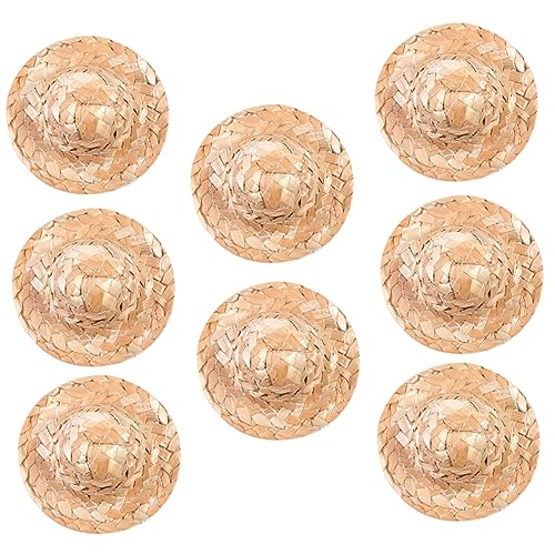 DECOMELODY 8 Stück Miniatur Strohhüte für Puppen Teiliges Handgefertigte DIY Deko Hüte für Besondere Anlässe für Kreative Bastelprojekte und Fotorequisiten von DECOMELODY