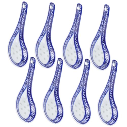 DECOMELODY 8 Stück Teiliges Asiatischer Porzellan Suppenlöffel Ergonomisch Geformt Vielseitig Einsetzbar als Täglicher Dinnerlöffel Perfektes Geschirr für Suppe Porridge und Dessert von DECOMELODY